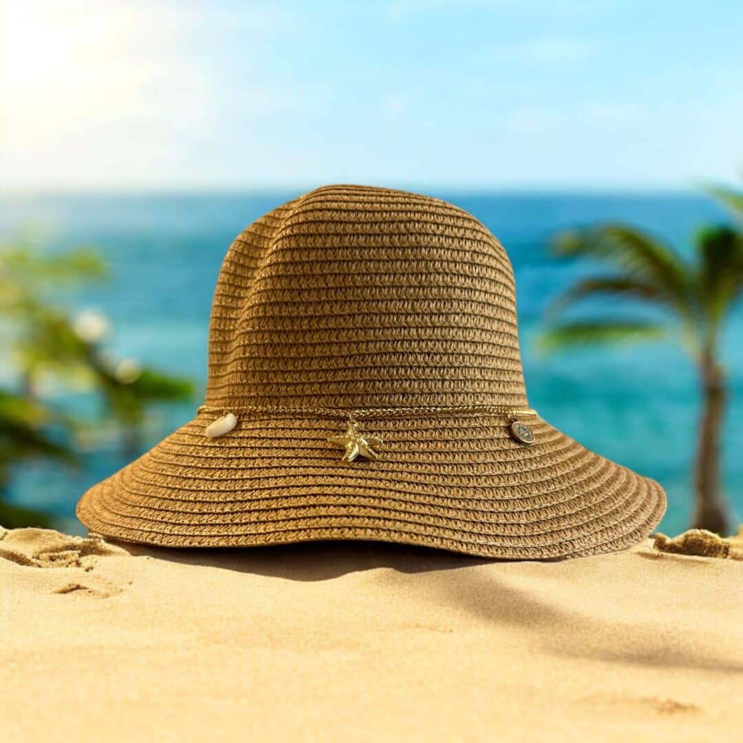 כובע קש כוכב ים בצבע קאמל